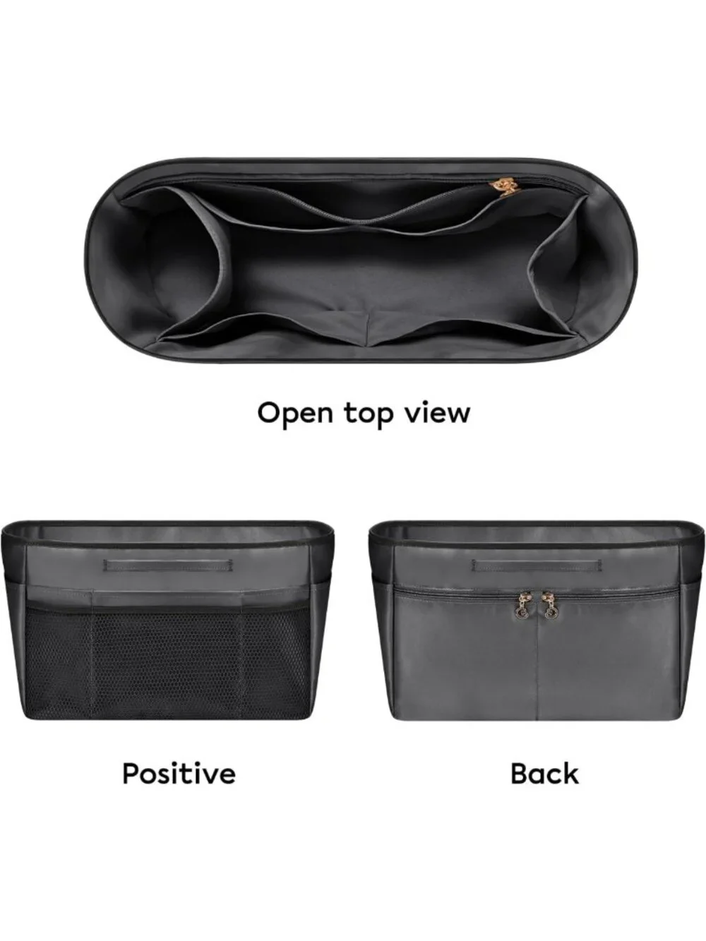 Multi-Pocket Tote Bag Organizer Insert - 11.42 Inch Satin Purse Organizer